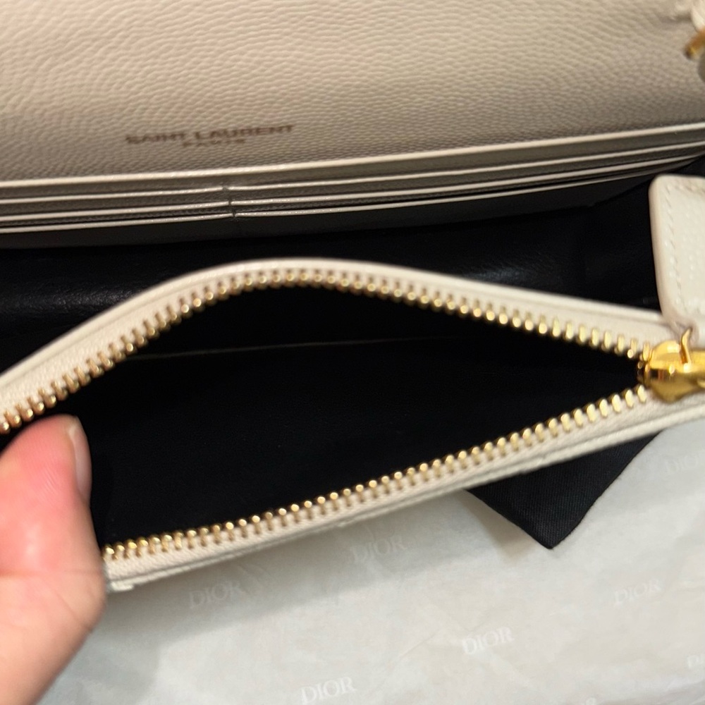 Saint Laurent Cassandre Envelope Chain Wallet WOC Ivory GHW - Picture 9 of 15